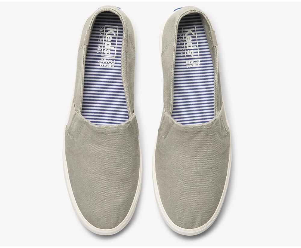 Slip Ons Keds Mujer Grises - Clipper Washed Solids - 8107-NFRWT